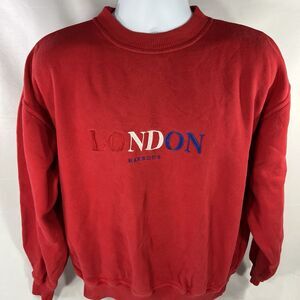 Vintage Harrods Knightsbridge London Embroidered Sweatshirt Womens Large Red Y2K